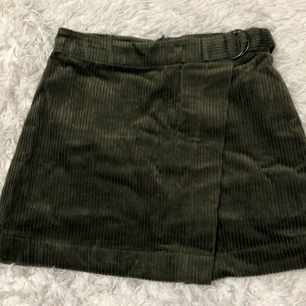 Olive green corduroy mini skirt
